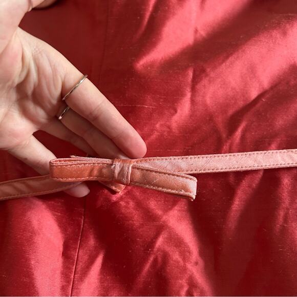 Jenny Yoo Collection 100% Silk Mini Dress Short Strapless Pink Bow Belt Size 6 - Picture 2 of 10